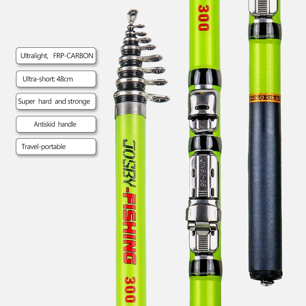 Telescopic Rock Fishing Rod Spinning fly Carp Feeder carbon fiber Pesca 3M 2.7M 2.4M 2.1M 1.8M 1.5M Mini travel Rod Reel seat