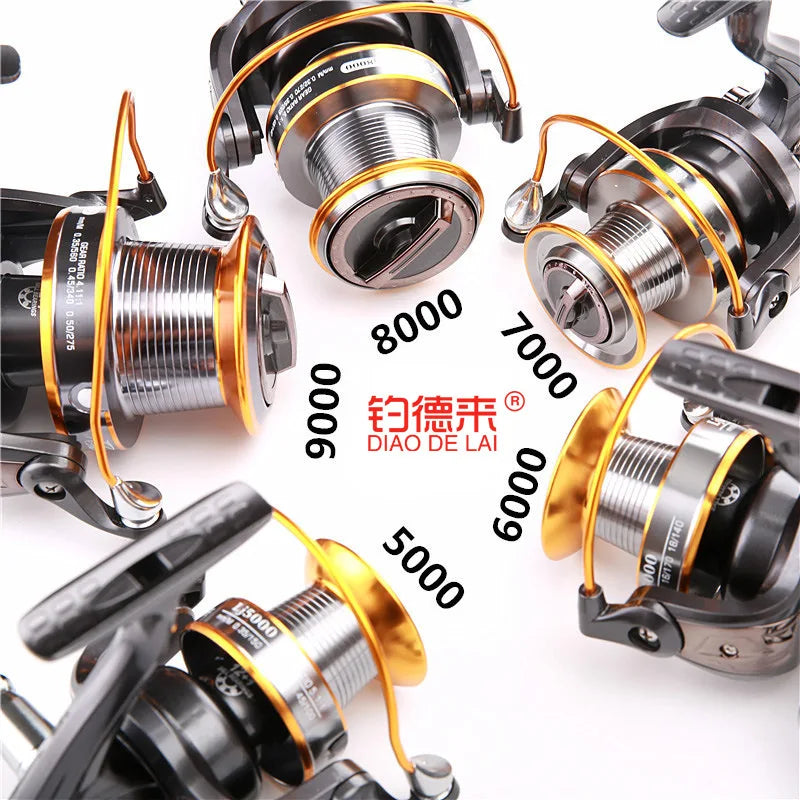 Far Throw Fishing Reel Metal LJ 4000-9000 Series 4+1 BB Bevel Cup Freshwater Reservoir Lure Spinning Fishing Wheel