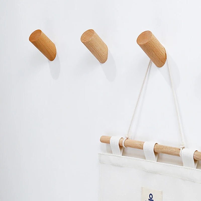 Wood Clothes Hanger Wall Mounted Coat Hook Decorative Key Holder Hat Scarf Handbag Storage Bathroom Rack HK-109
