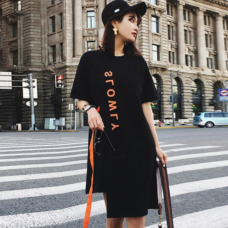Women Long T shirt Fashion Casual Punk Rock Pok Long T Shirt Vestidos Women's Clothing Clothes Tops
