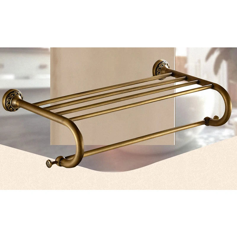 Antique Brass Carved Towel Paper Holder Bathroom Rack Accessories Retro Faucet Hardware Set