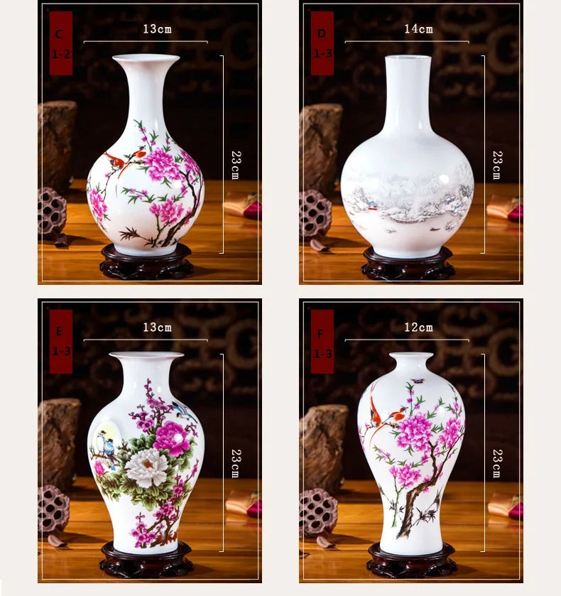 Jingdezhen Ceramic Vases Pottery Decoration Living Room Flower Arrangement Modern Home Simple TV Cabinet Ceramic Gift
