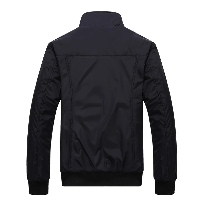 2023 Spring Autumn Men's Bomber Jackets Solid Coats Male Casual Stand Collar Jacket Coat Outerdoor Overcoat Men Clothing M-4Xl