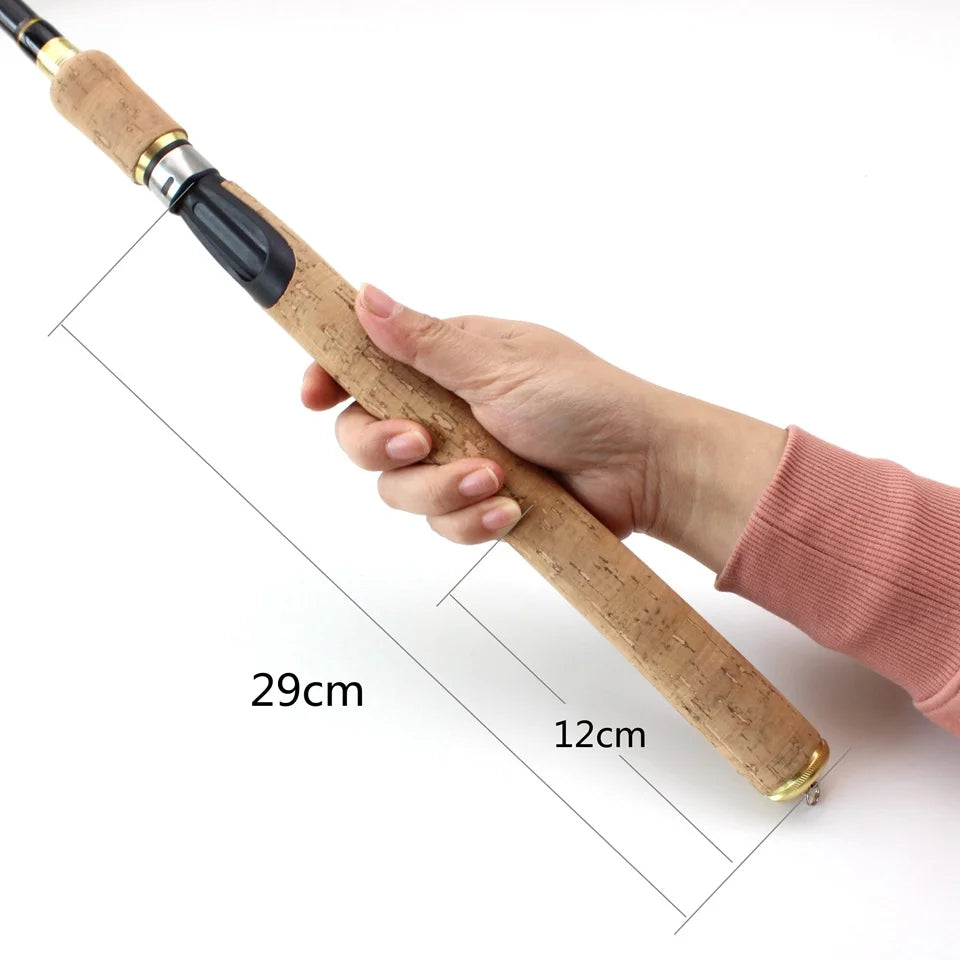 Promotion! 1.8m 2.1m 2.4m 2.7m Spinning Fishing Rod M power Hard Telescopic Carbon Fiber Travel pole wooden handle