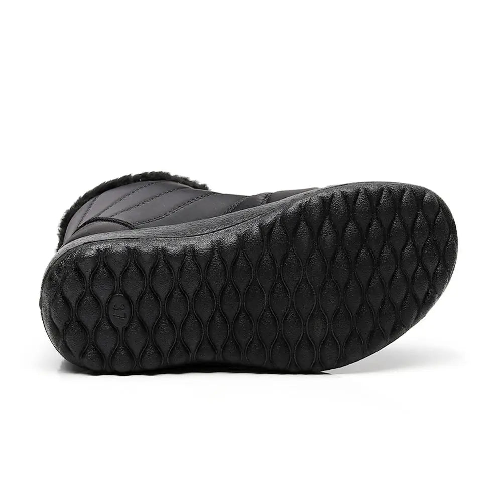 Women Warm Plush Shoes Soft Comfortable Ladies Shoes Waterproof Durable Femme Shoes Round Toe Zipper Women Boots WJ021