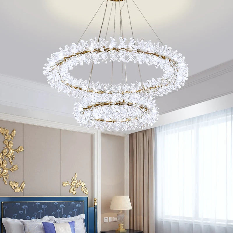 Nordic Luxury Pendant Light Crystal LED Chandelier 40 60 80cm Ring Chandelier Living Bedroom Light Fixtures