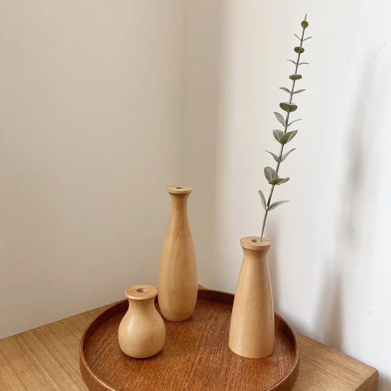Nordic Minimalism Wooden vase for plants Solid Wood Flower Vases Plants pot Flower Arrangement Tabletop Home Ornaments
