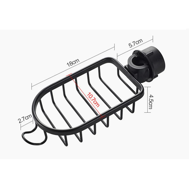 Water Pipe Clamping Aluminum Basket Shelf Bathroom Organizer for Shampoo Soap Shower Drain Holder Bathroom Rack with Hooks