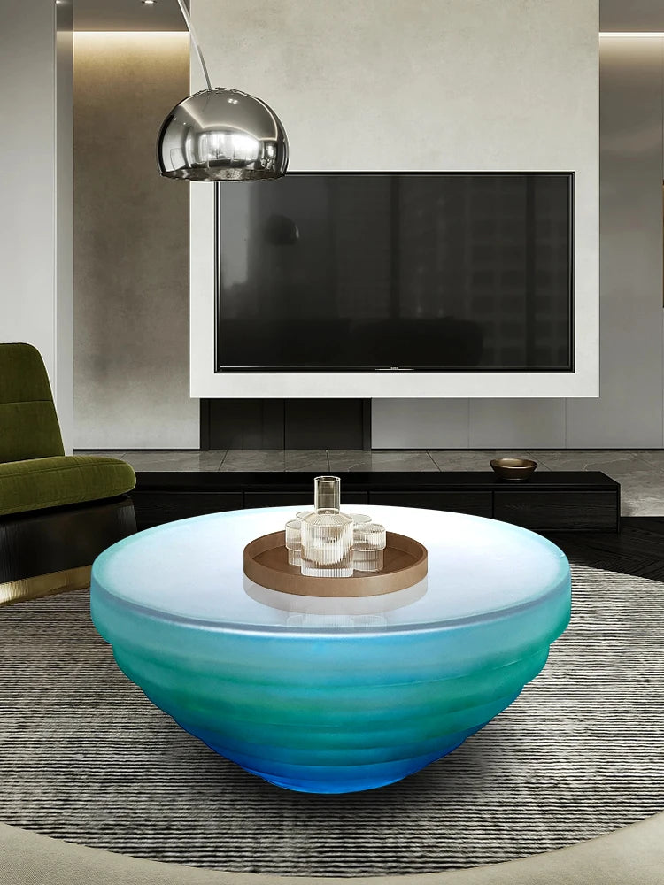 Customized epoxy transparent coffee table table floor sculpture model house sales office living room soft decorative crafts