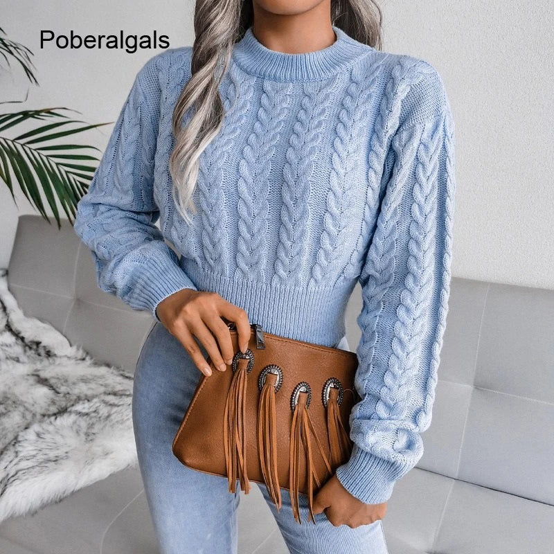 Autumn twist knit Sweater women pullovers winter new waist knitted Short long sleeve sweater women's clothing 2022 jumpers tops