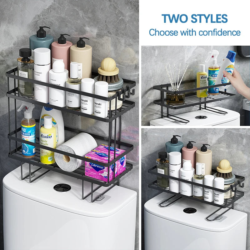 Toilet Shelf Storage Rack,Over The Toilet Storage Shelf Punch-free Kitchen Storage Rack Toilet Paper Organizer Shelves Bathroom