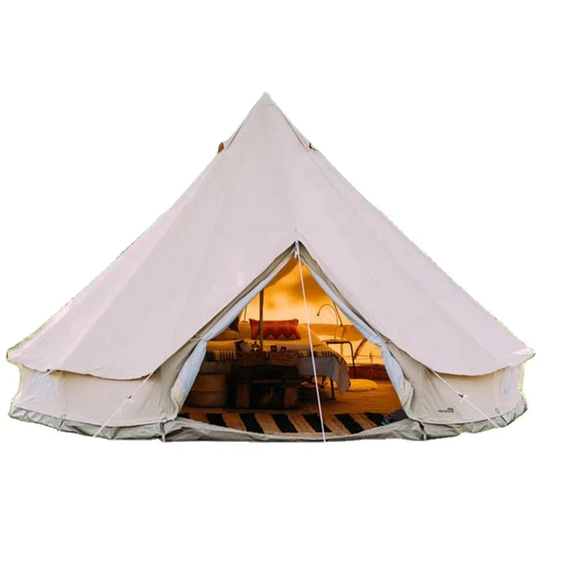 2021 Hot Selling Round Luxury Camping Tent 3m 4m 5m 6m Outdoor Cotton Canvas Bell Tent