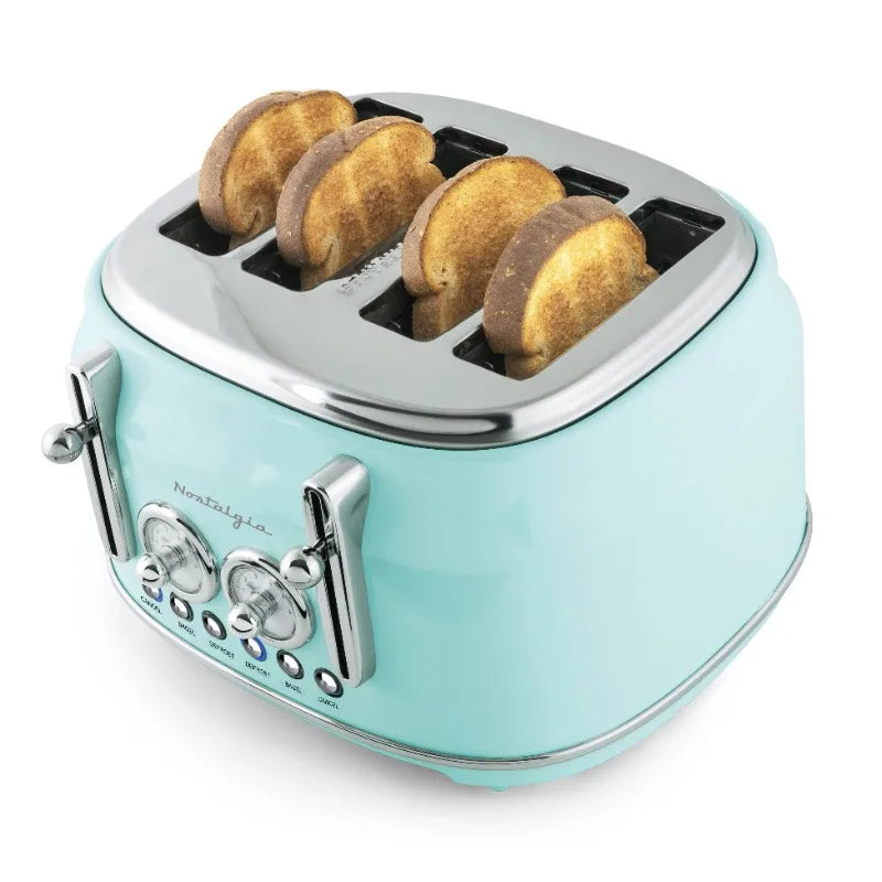 Classic Retro 4-Slice Toaster, Aqua breakfast bread machine bread maker machine
