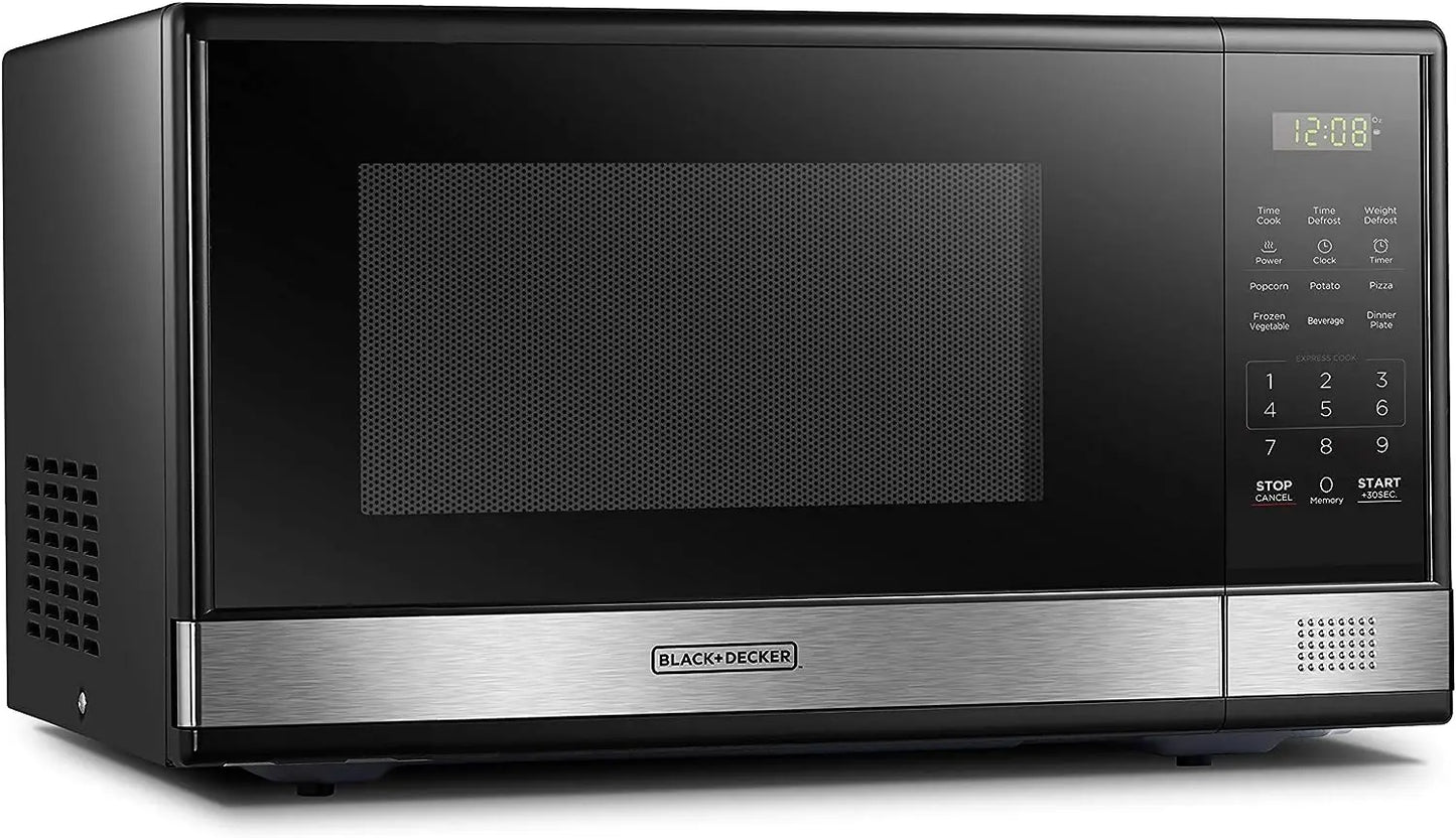 Digital Microwave Oven with Turntable Push-Button Door, 1000W,1.1cu.ft, Stainless Steel & 4-Slice Toaster Oven with Natural Hom