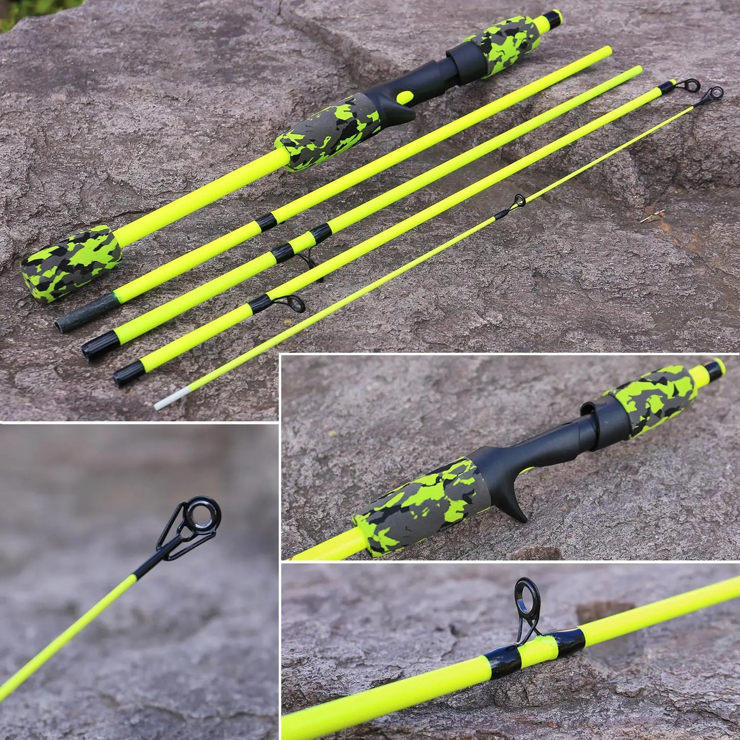 Sougayilang Yellow Pink Black 5 Section Travel Fishing Rod Ultralight EVA Handle Spinning/Casting Fishing Rod Fishing Tackle