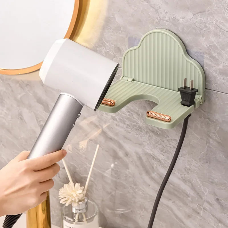 Hair Dryer Holder Wall Mounted Organizer Bathroom Punch-free Stand Foldable Hair Dryer Storage Holder Rack Bathroom Organizer