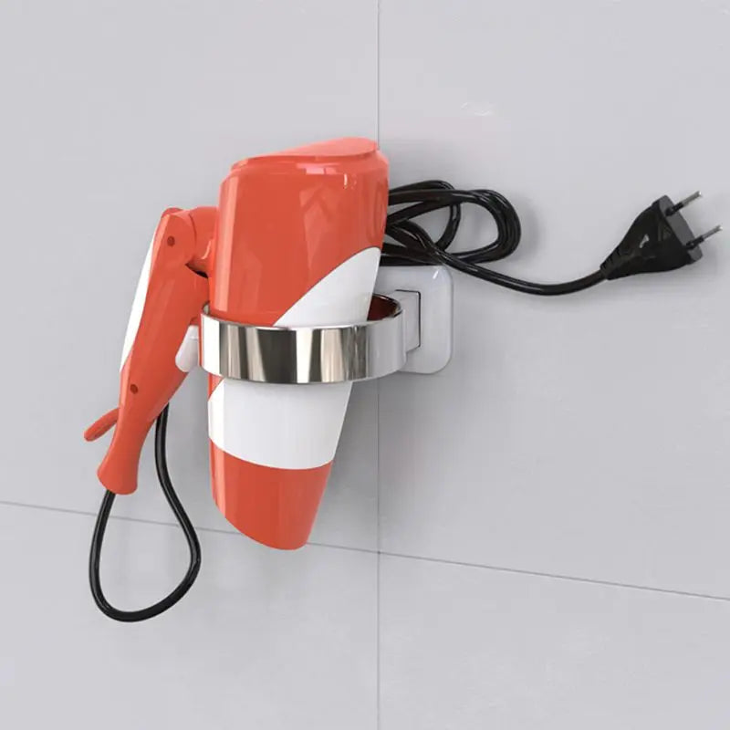 Punch-free Hairdryer Storage Rack Wall Mounted Hair Holder for Home Bathroom Dressing Room