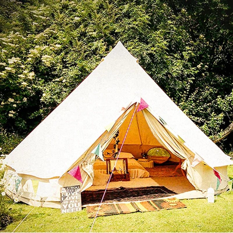 2021 Hot Selling Round Luxury Camping Tent 3m 4m 5m 6m Outdoor Cotton Canvas Bell Tent