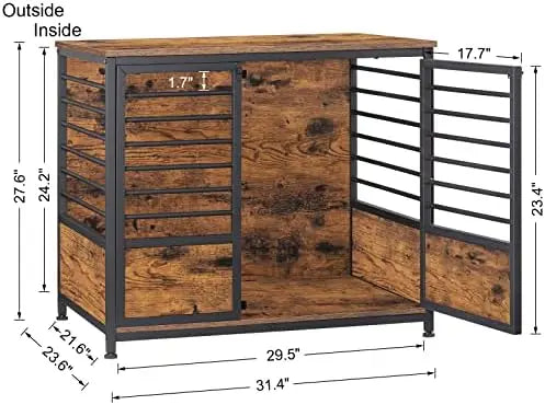 Crate Furniture, Wooden Heavy Duty Dog Cage Side End Table,Indoor Dog Kennel,Decorative Style Steel Tube Structure Pet Crate Ho