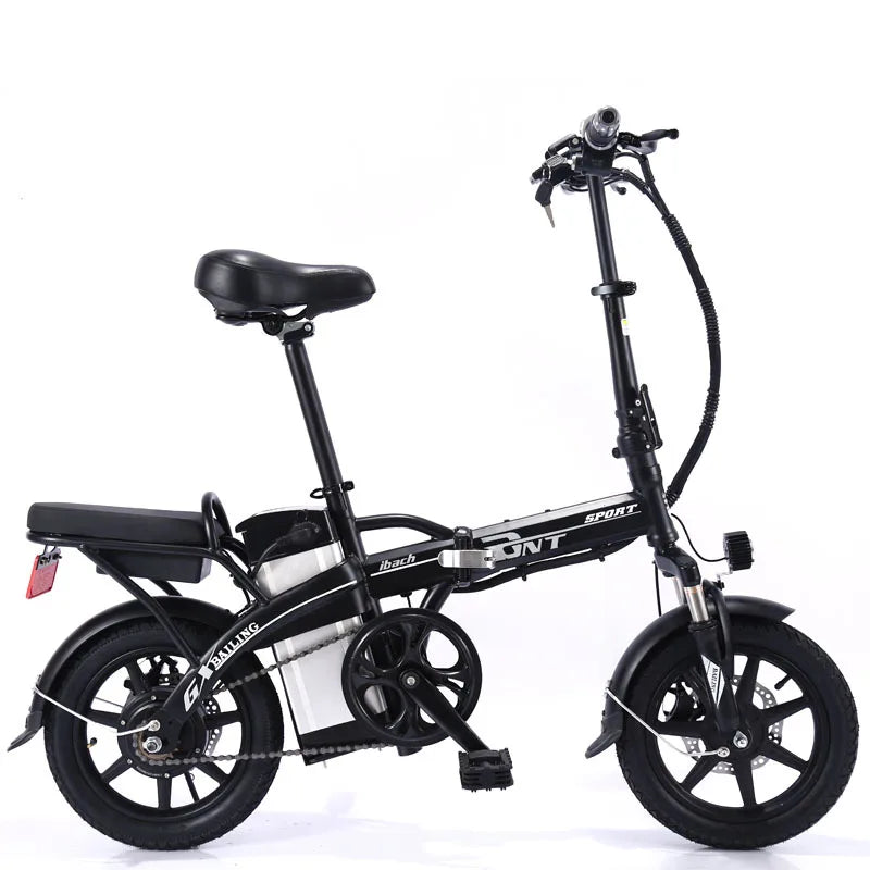 New 14 Inch E-Bike 48V Lithium Battery Two Person Cycling Folding Frame Convenient To Carry Electric Bicycles Student