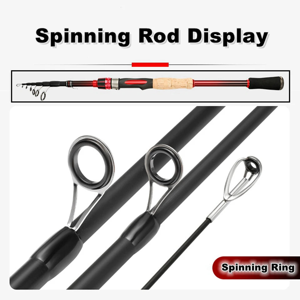 High Quality Carbon Spinning Casting Rod Travel lure Trout telescopic fishing rod Lure Weight 5-35g carp wooden handle pole