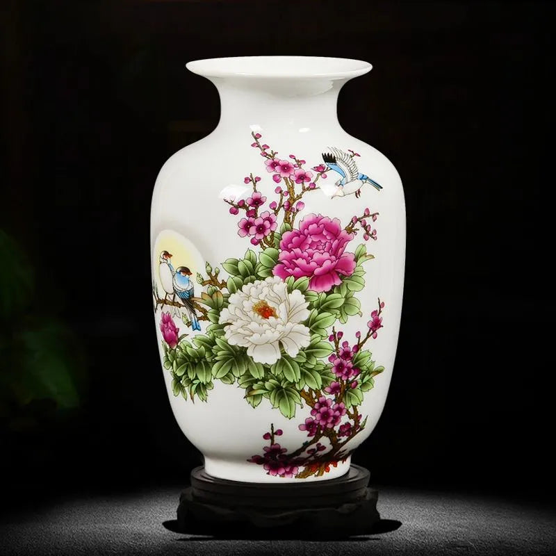 Jingdezhen Ceramic Vases Pottery Decoration Living Room Flower Arrangement Modern Home Simple TV Cabinet Ceramic Gift