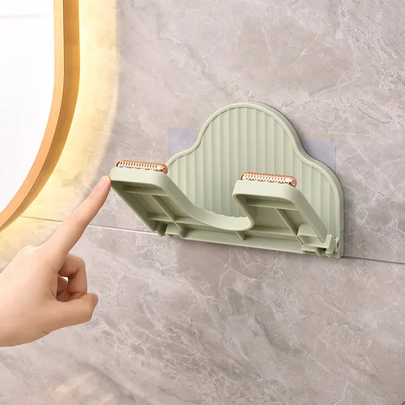 Hair Dryer Holder Wall Mounted Organizer Bathroom Punch-free Stand Foldable Hair Dryer Storage Holder Rack Bathroom Organizer