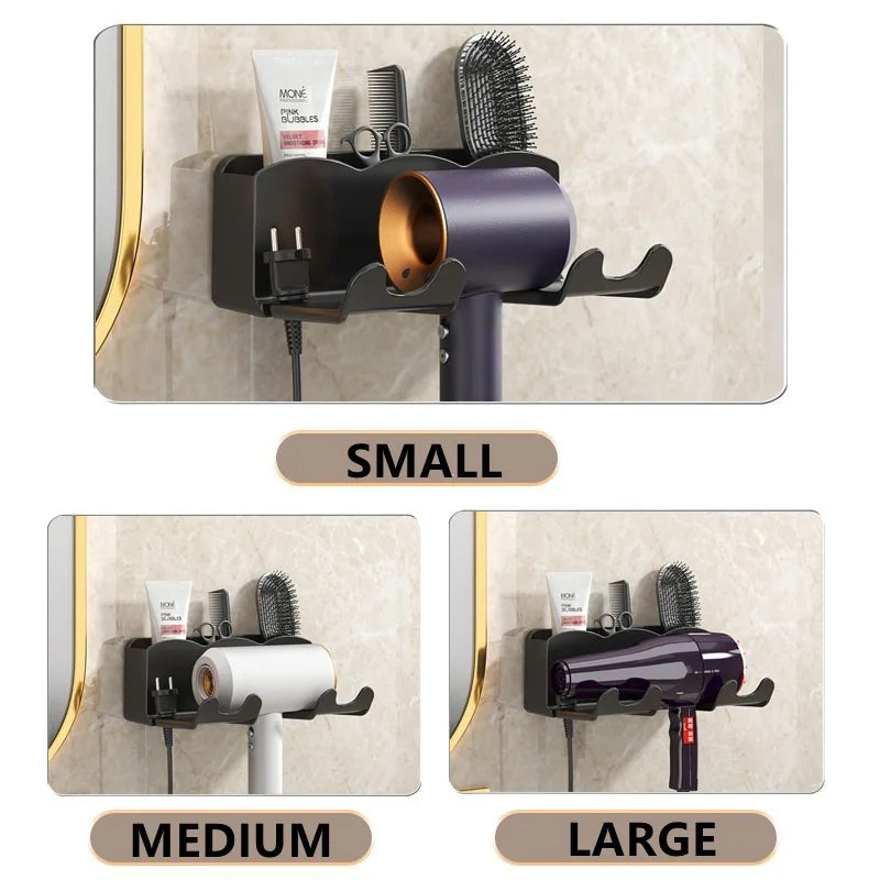 Wall Mounted Hair Holder For Hair Dryer Stand Bathroom Shelf Shaver Straightener Storage Rack Bathroom Organizer