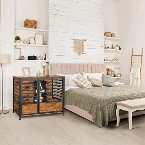 Crate Furniture, Wooden Heavy Duty Dog Cage Side End Table,Indoor Dog Kennel,Decorative Style Steel Tube Structure Pet Crate Ho
