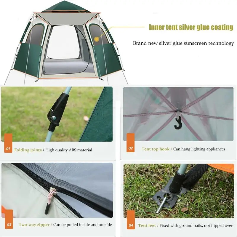 3-4 persons luxury family extra large Folding Automatic Waterproof outdoor camping tent