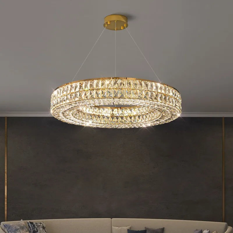 Modern Ring Crystal Chandelier For Living Room Kitchen Cristal Celing Lamps Luxury Home Decor Led Pendant Light Fixture
