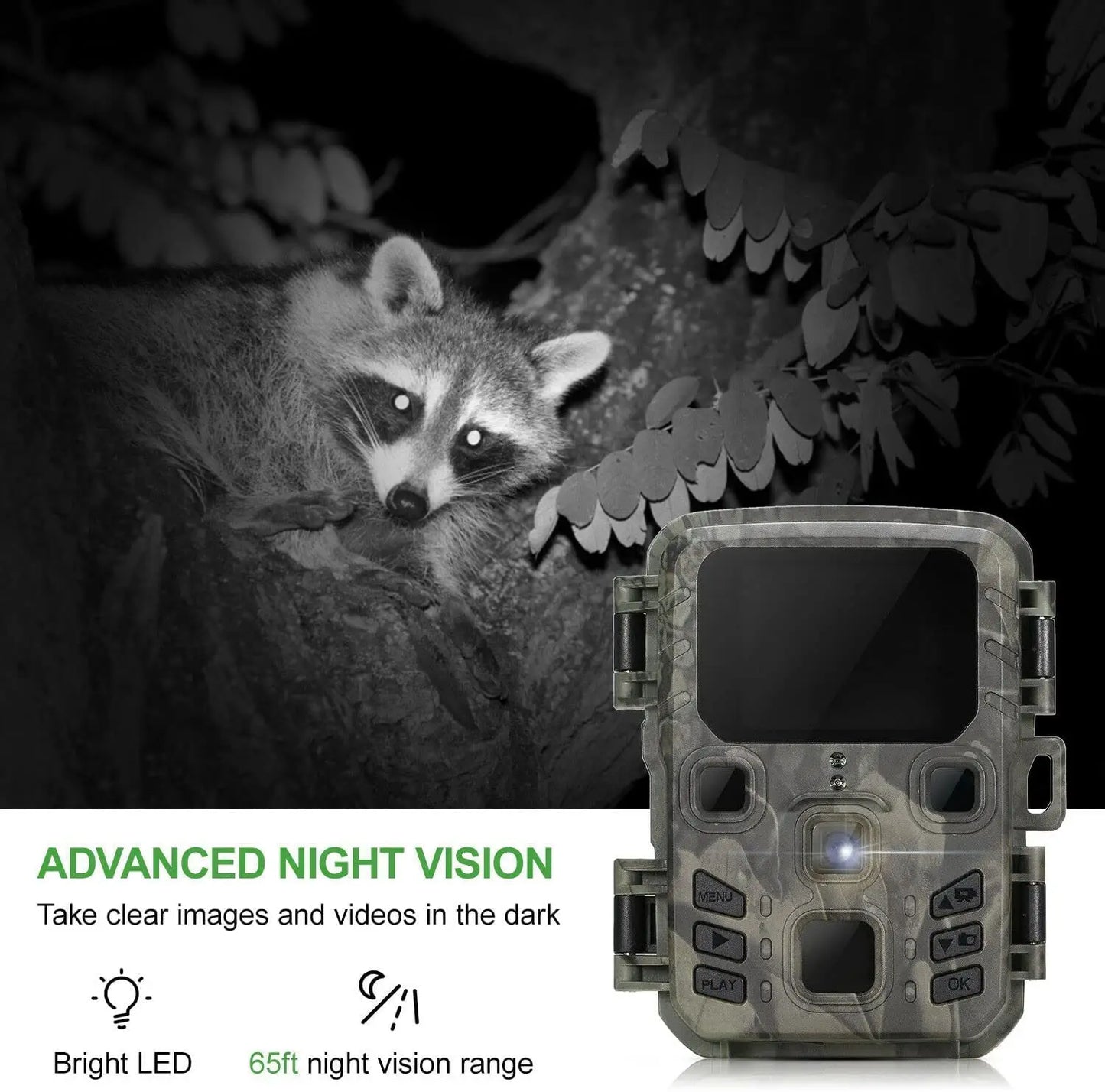2-Pack Outdoor Mini Hunting Camera 20MP 1080P Wild Trail Infrared Night Vision Outdoor Motion Activated Scouting Photo Trap