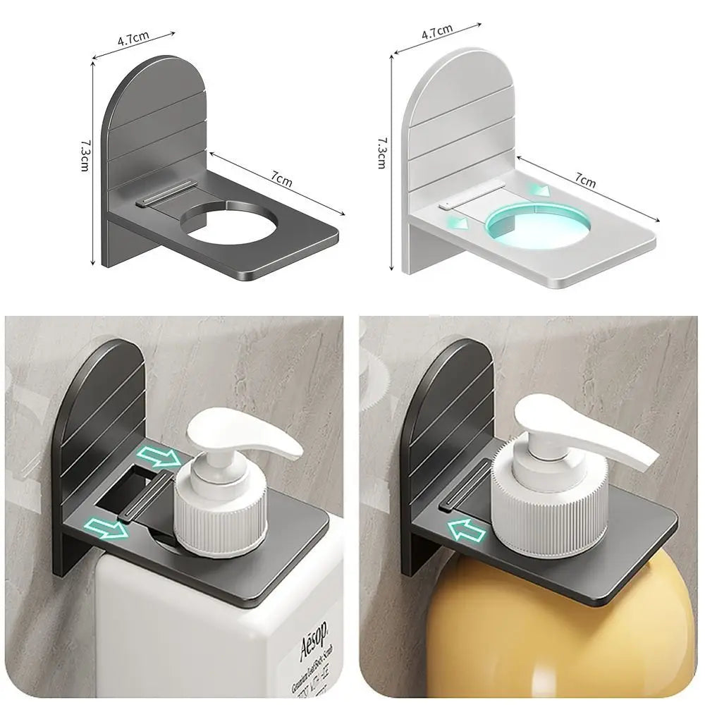 Metal Self-Adhesive Shampoo Bottle Shelf Free of Punch Shower Gel Liquid Bottle Holder Bathroom Shelf Organizer Hook Shelves