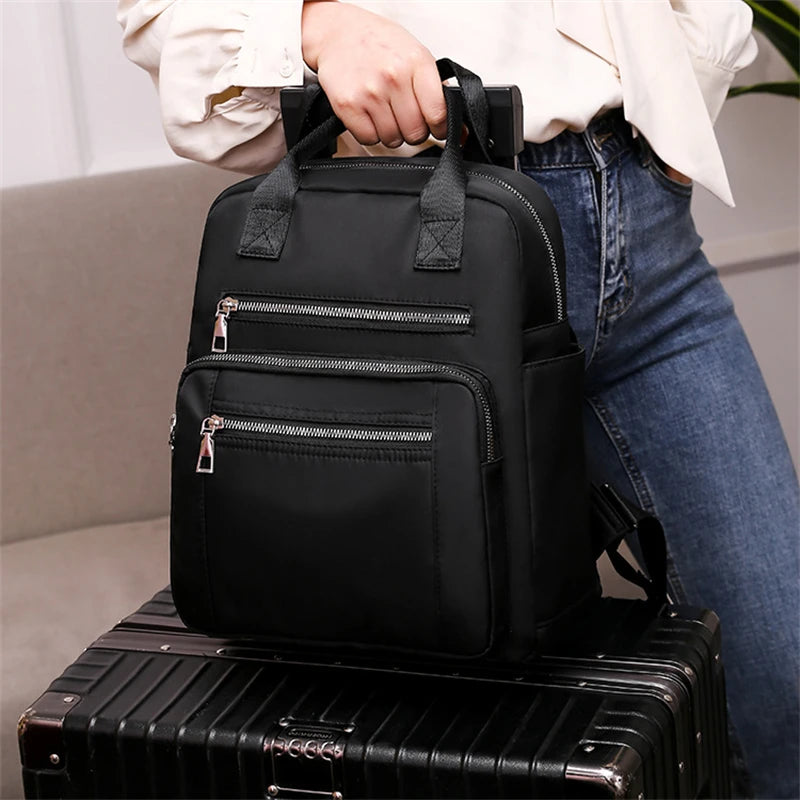 Women Backpack 2023 Travel Casual Waterproof Women's Shoulder Bags Female Large Capacity Oxford Rucksack Black Purse