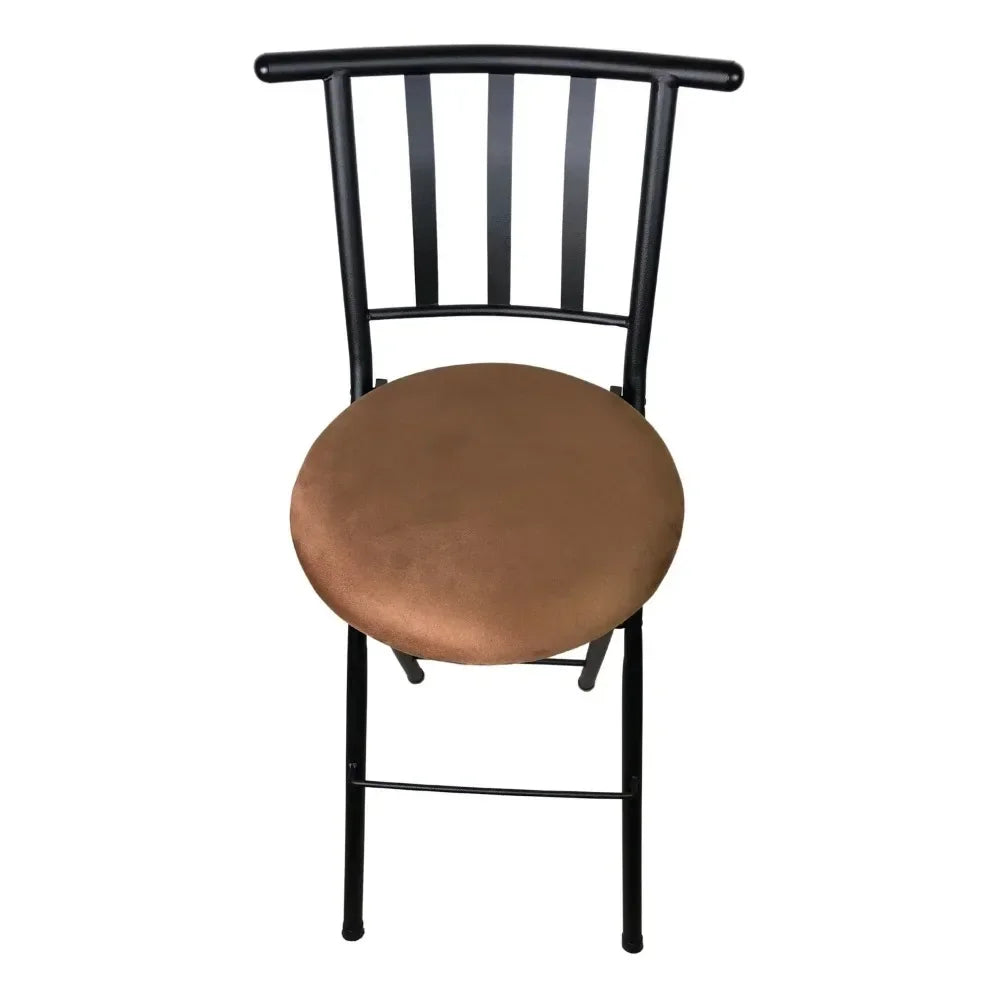 Mainstays Indoor Metal Folding Stool with Slat Back and Microfiber Seat, Dining Chairs, Accent Chairs for Living Room