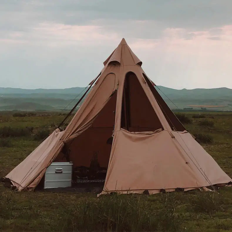 Outdoor Fire Octagonal Tent Cotton Tent Rain Proof Canvas Safari Tent Waterproof Family Glamping Big Camping Luxury Canvas