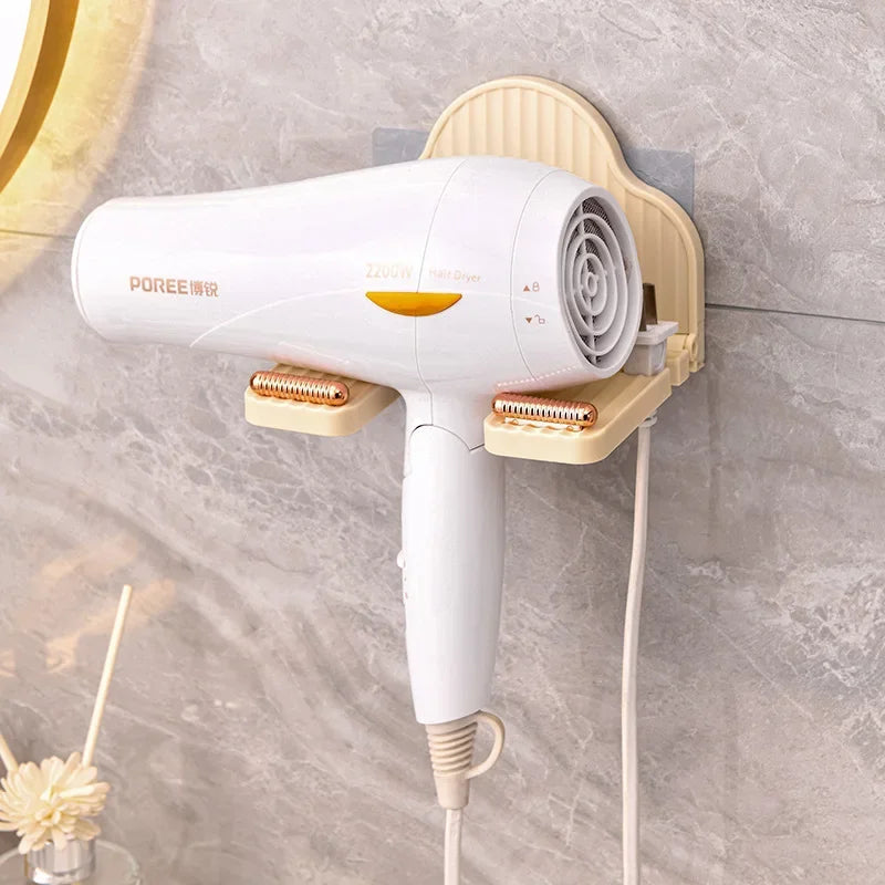 Hair Dryer Holder Wall Mounted Organizer Bathroom Punch-free Stand Foldable Hair Dryer Storage Holder Rack Bathroom Organizer