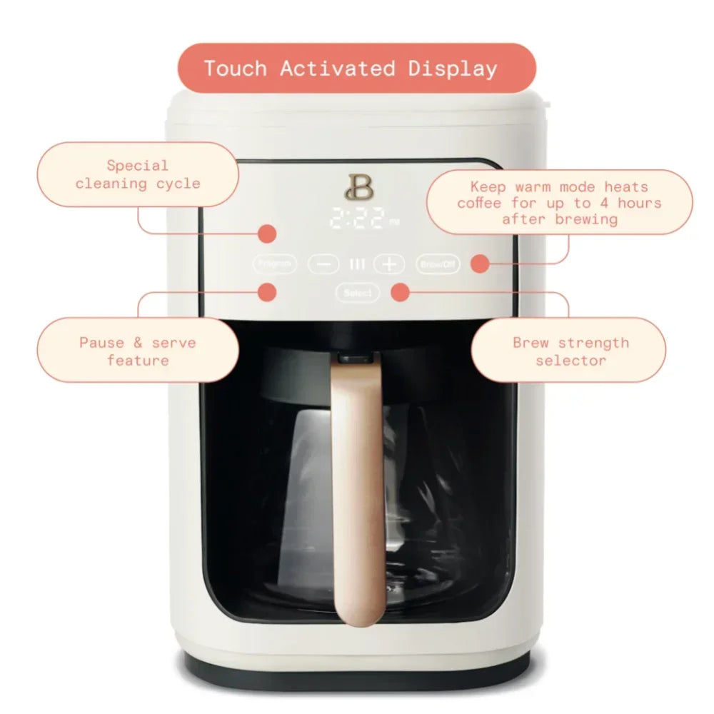 14 Cup Programmable Coffee Maker, White Icing Espresso Maker