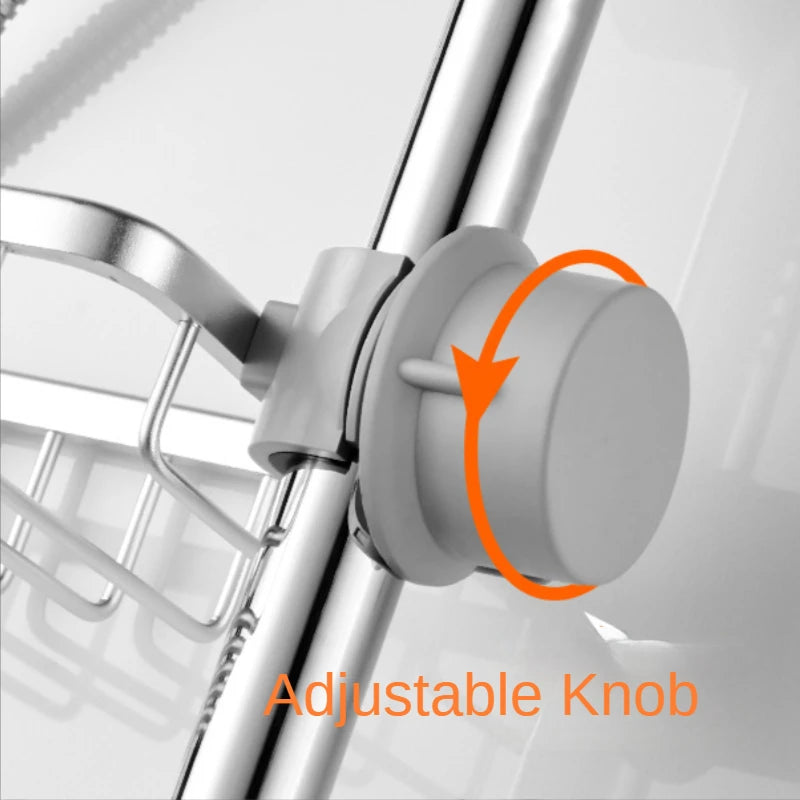 Water Pipe Clamping Aluminum Basket Shelf Bathroom Organizer for Shampoo Soap Shower Drain Holder Bathroom Rack with Hooks