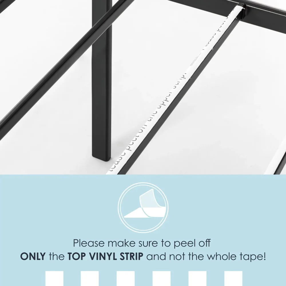 14" Metal Platform Bed Frame, Heavy-Duty Steel Slats, Black, California King bed frame queen bedframe