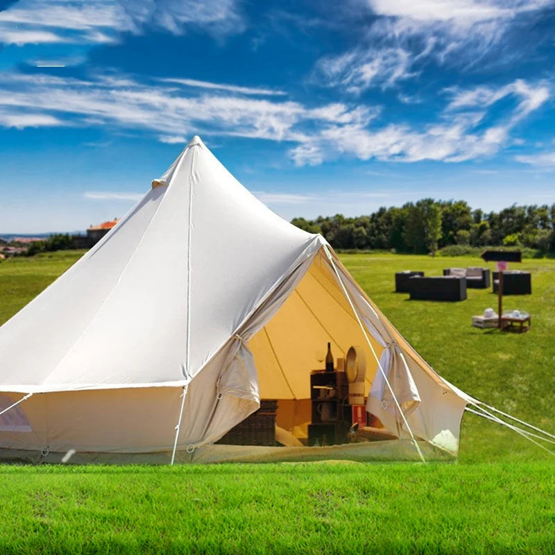 2021 Hot Selling Round Luxury Camping Tent 3m 4m 5m 6m Outdoor Cotton Canvas Bell Tent