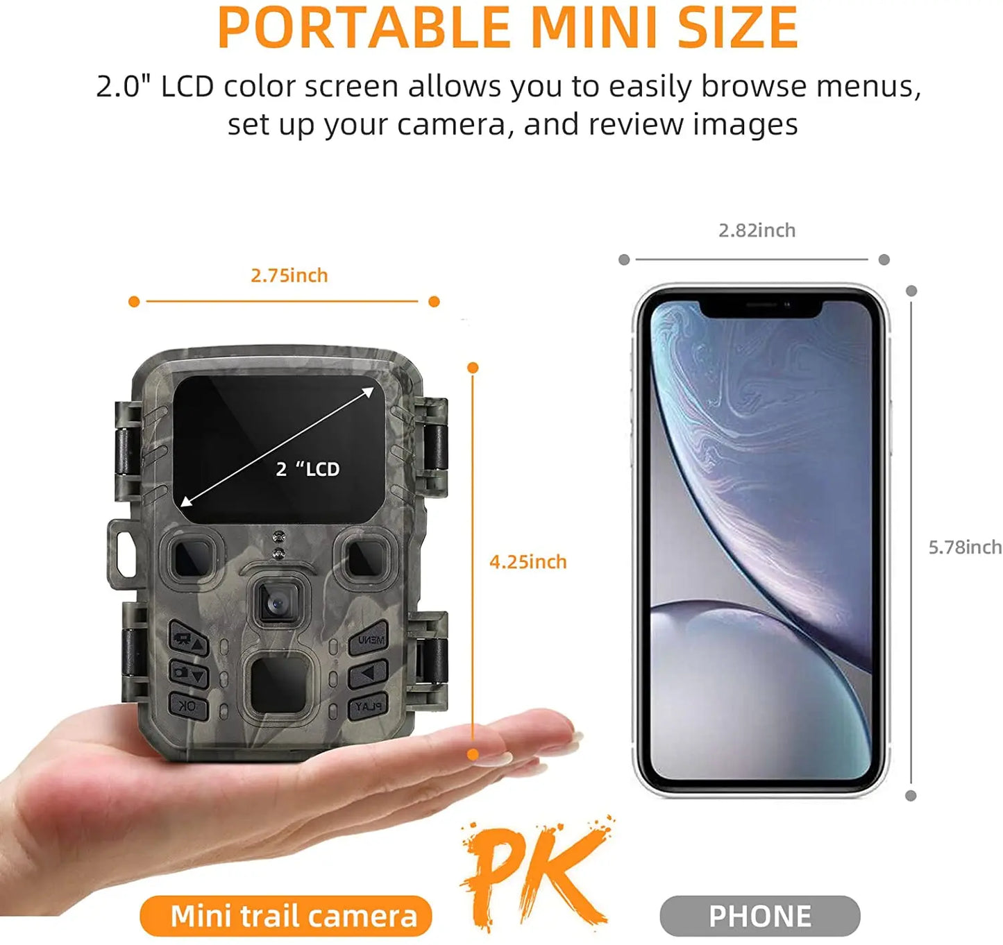 2-Pack Outdoor Mini Hunting Camera 20MP 1080P Wild Trail Infrared Night Vision Outdoor Motion Activated Scouting Photo Trap