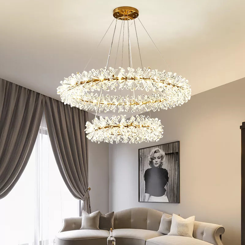 Nordic Luxury Pendant Light Crystal LED Chandelier 40 60 80cm Ring Chandelier Living Bedroom Light Fixtures