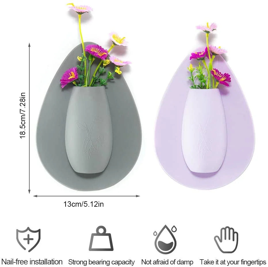Silicone Flower Vase Self Adhesion Hydroponics Planter Sticker Wall for Glass, Wall, Window, Party,Wedding,Festival,Home