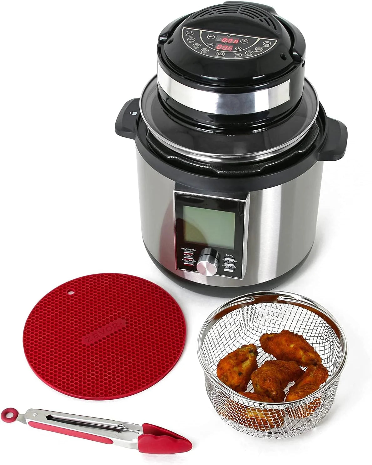 in 1 Air Fryer Lid for 6Qt & 8Qt Stovetop Pressure Cookers, Multicookers, Instant & Stock Pots | with Accessories Stain