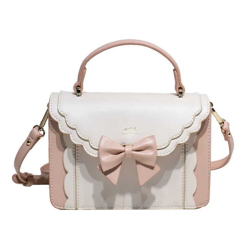 Japan Fashion Cute Bow Shoulder Bags Women Sweet Handbag Famous Brand Designer Girl Leather Shoulder Bag Lolita Kawaii Clutch