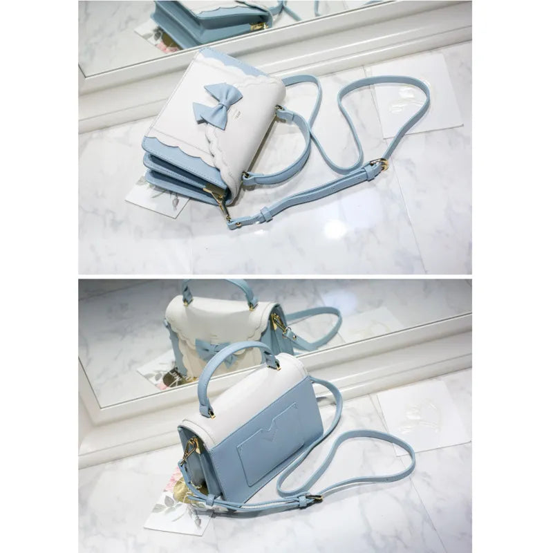 Japan Fashion Cute Bow Shoulder Bags Women Sweet Handbag Famous Brand Designer Girl Leather Shoulder Bag Lolita Kawaii Clutch