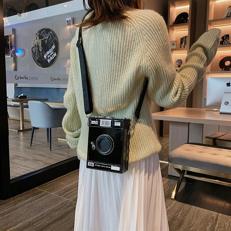 fashion chains camera design women shoulder bags funny box messenger bag luxury pu leather crossbody bag ladies small chic purse