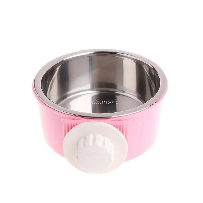 Dropship Dog Bowls Detachable Stainless Steel Cups Cats Crate Kennel Hanging Bowl Metal Food Water Feeder for Ferret Rabbit