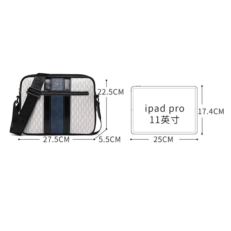 BULLCAPTAIN Men's bag fashion shoulder bag quality men's messenger bag 10 inch iPad bag contrast Handbags luxury designer bag